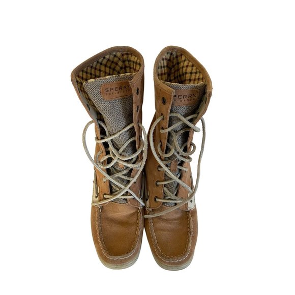 Sperry Boots Top Sider Womens Sz 7.5 M Hikerfish Tan Suede Leather Lace Up - Picture 3 of 6